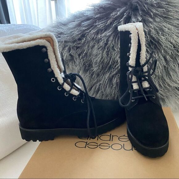 Andre Assous Water resist Suede Prisca Boots Black - Picture 10 of 13
